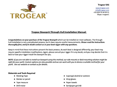 Trogear Adjustable Bowsprit - Through-Hull-Installation Guide for the model AS50