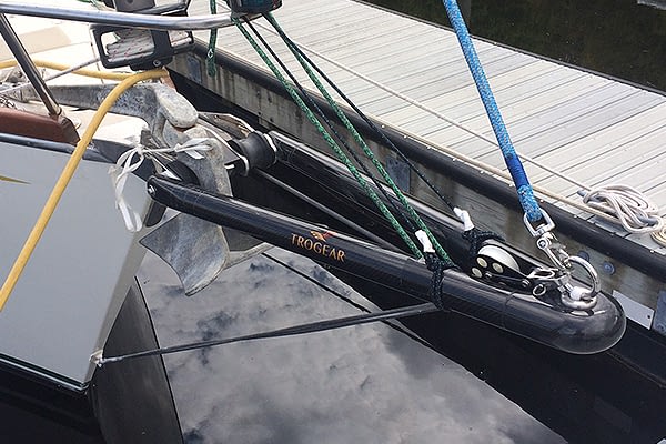 Trogear Adjustable Bowsprit Exploded fitted with Bow Roller Brackets on a Tartan 3500